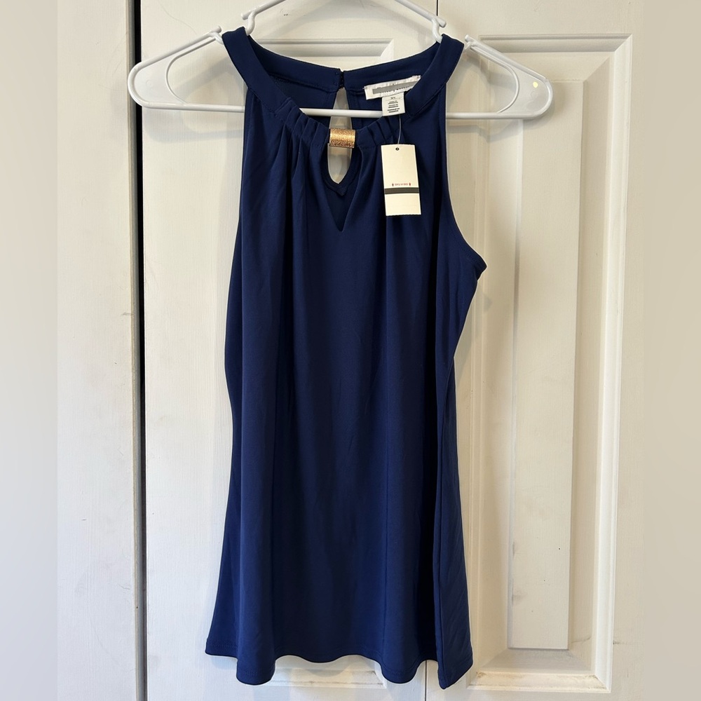 White House Black Market Womens Top Sleeveless Tank Navy Size XS NEW